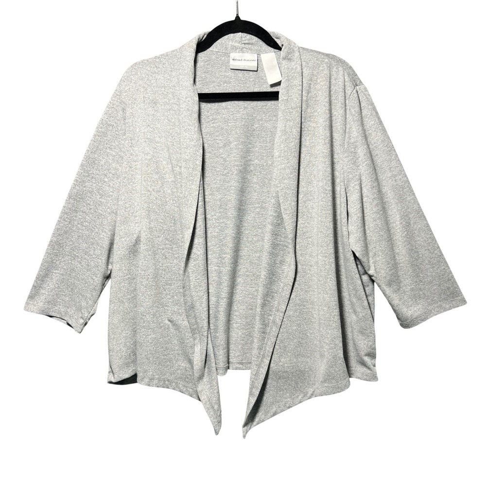 Alfred Dunner Petite Womens Cardigan Sweater Grey‎ Size PXL Open Front